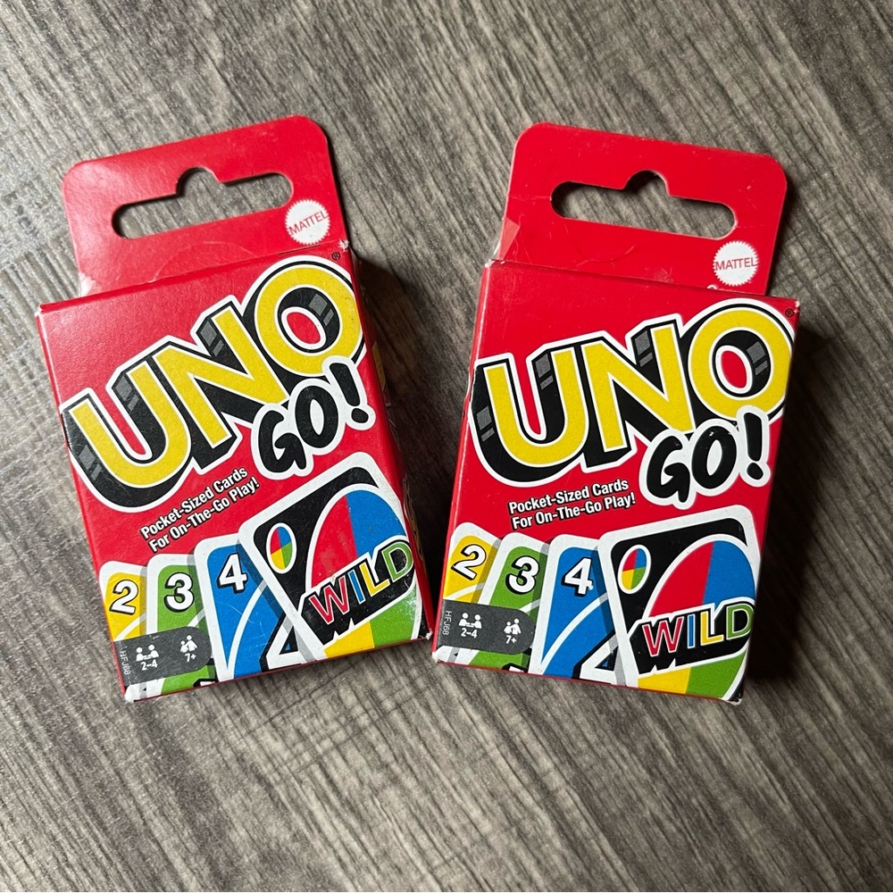 2 Pack NEW UNO Go Mini Card Game, Travel & Pocket Sized, Party Gift Mattel Brand